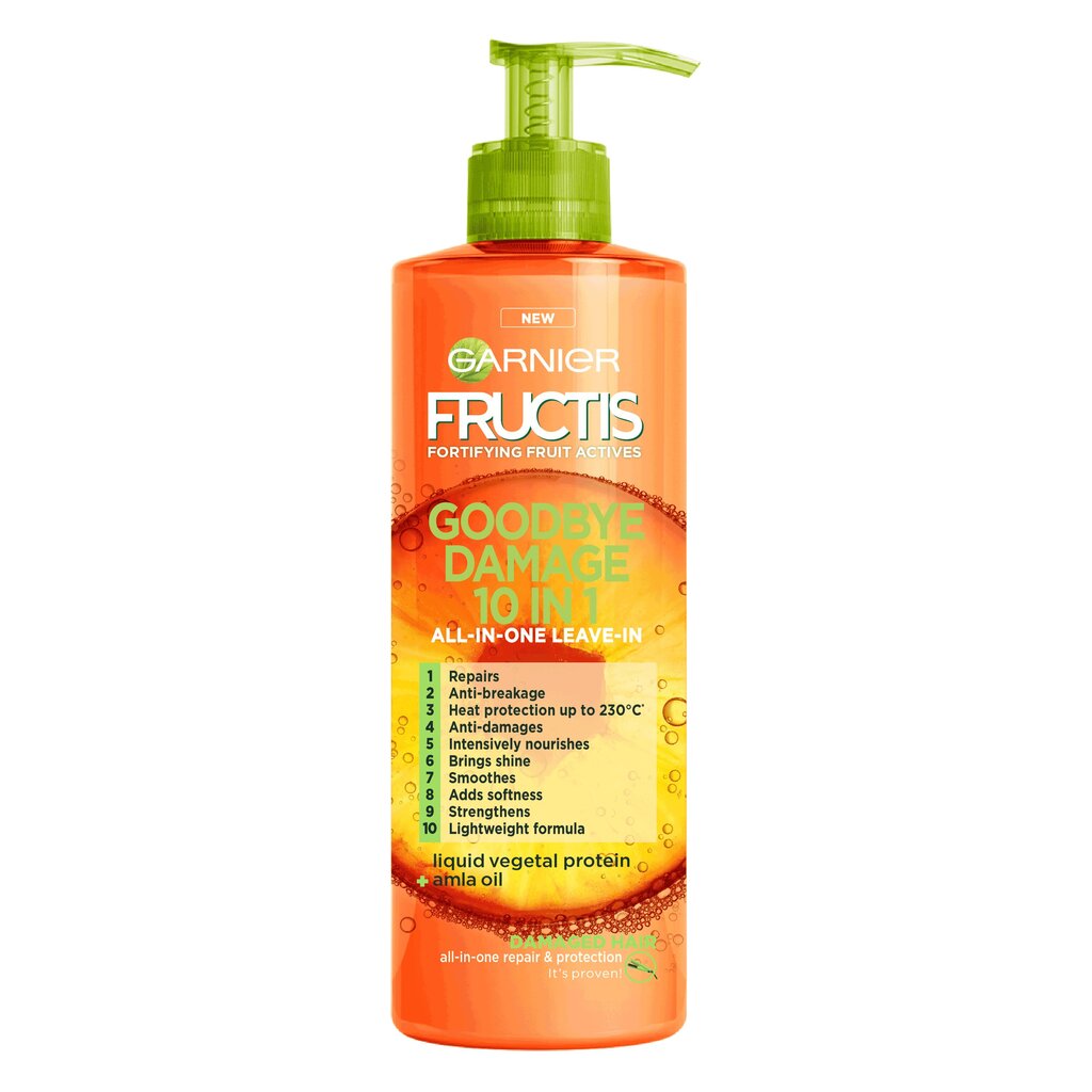 Neskalojams matu krēms Garnier Fructis Goodbye Damage 10-in-1 400 ml cena un informācija | Matu uzlabošanai | 220.lv