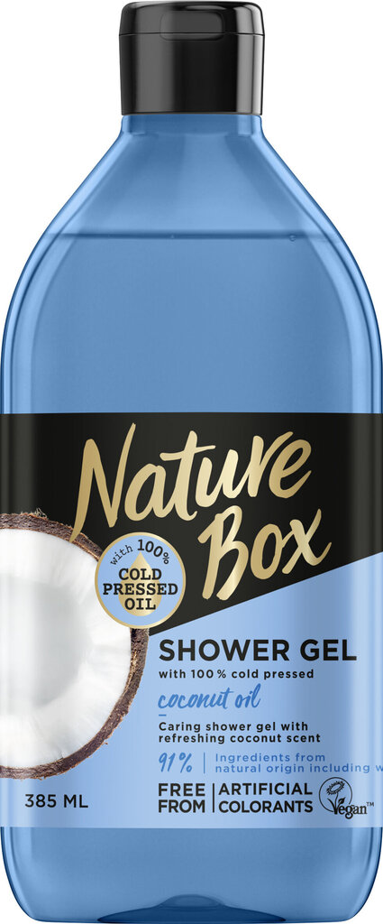 Dušas želeja ar kokosriekstu eļļu NATURE BOX Coconut 385 ml cena un informācija | Dušas želejas, eļļas | 220.lv