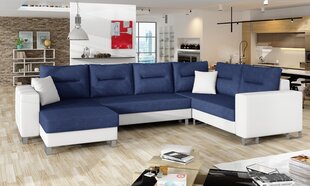Mīkstais stūris NORE Dorado, tumši zils / balts cena un informācija | Stūra dīvāni | 220.lv
