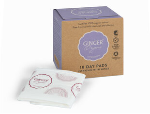 Ikdienas higiēnas paketes Ginger Organic 10 gab. cena un informācija | Tamponi, higiēniskās paketes, ieliktnīši | 220.lv