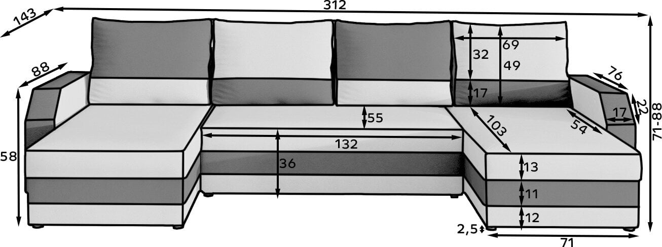 Universāls mīkstais stūra dīvāns Marion, sarkans/melns cena un informācija | Stūra dīvāni | 220.lv