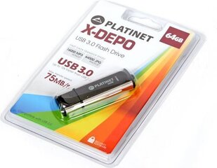 Флеш память Platinet X-DEPO PMFU364 64GB USB 3.0, черная цена и информация | USB накопители | 220.lv