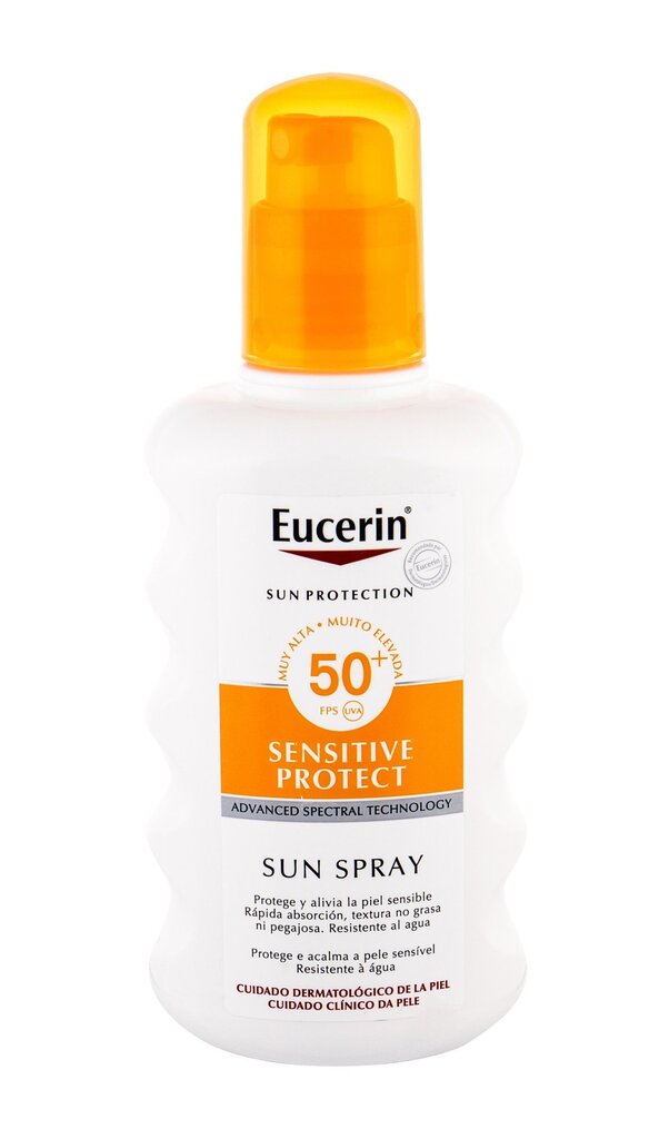 No saules aizsargājošs sprejs Eucerin Sensitive Protect SPF50+ 200 ml цена и информация | Sauļošanās krēmi | 220.lv