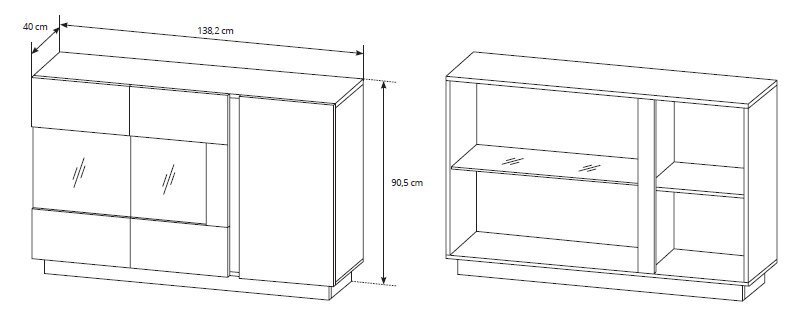 Kumode Arco 138, baltā/ozolkoka krāsā цена и информация | Kumodes | 220.lv