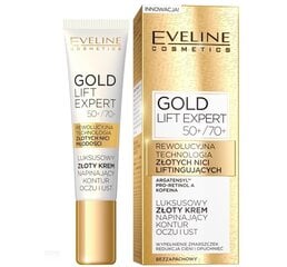 Krēmsacu un lūpu kontūru izcelšanai Eveline Gold Lift Expert 50+/70+, 15 ml цена и информация | Сыворотки, кремы для век | 220.lv