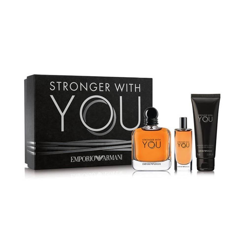 Komplekts Giorgio Armani Emporio Stronger With You vīriešiem: EDT 100 ml + dušas želeja 75 ml + EDT 15 ml cena un informācija | Vīriešu smaržas | 220.lv