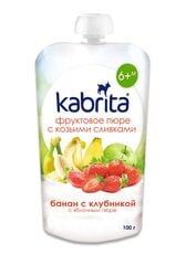 Kabrita Ābolu-banānu-zemeņu biezenis Kabrita ar kazas piena krēmu, no 6 mēn., 100 g x6 kastē cena un informācija | Biezeņi | 220.lv