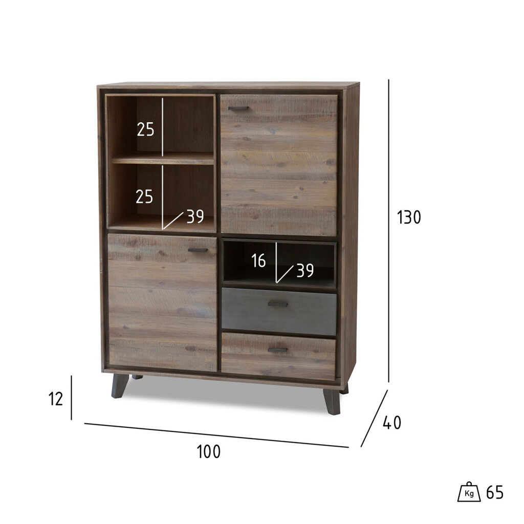 Kumode FurnHouse Malaga, 100 cm, brūna цена и информация | Kumodes | 220.lv