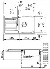 Стальная кухонная мойка Franke Euroform EFX 614-78 цена и информация | Раковины на кухню | 220.lv