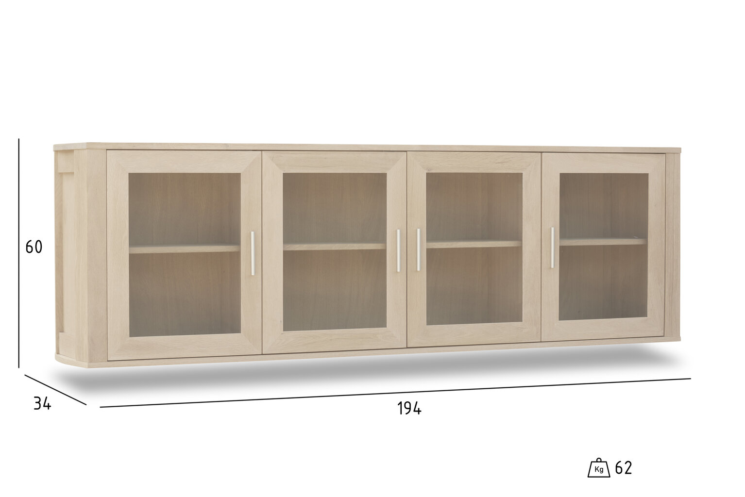 Plaukts FurnHouse Paris, 194 cm, ozolkoka krāsas cena un informācija | Skapīši viesistabai | 220.lv