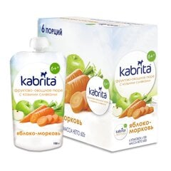 Kabrita Ābolu-burkānu biezenis Kabrita ar kazas piena krēmu, no 6 mēn., 100 g x6 kastē цена и информация | Пюре | 220.lv