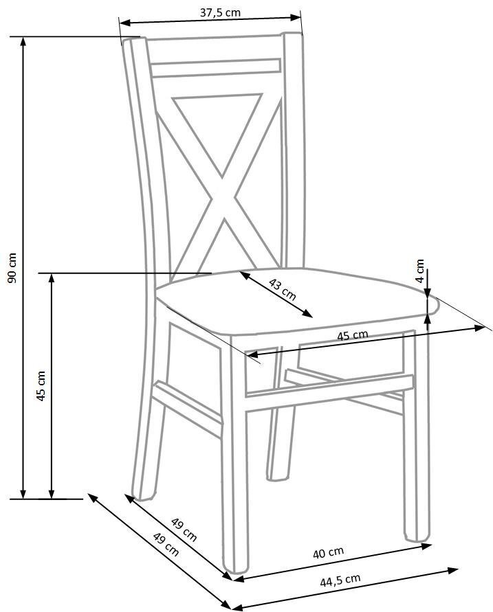 2 krēslu komplekts Dariusz, ozola/pelēkā krāsā cena un informācija | Virtuves un ēdamistabas krēsli | 220.lv