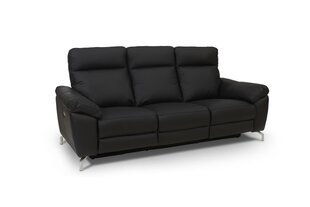 Dīvāns FurnHouse Selesta 3, dabīga āda, melns cena un informācija | Dīvāni | 220.lv