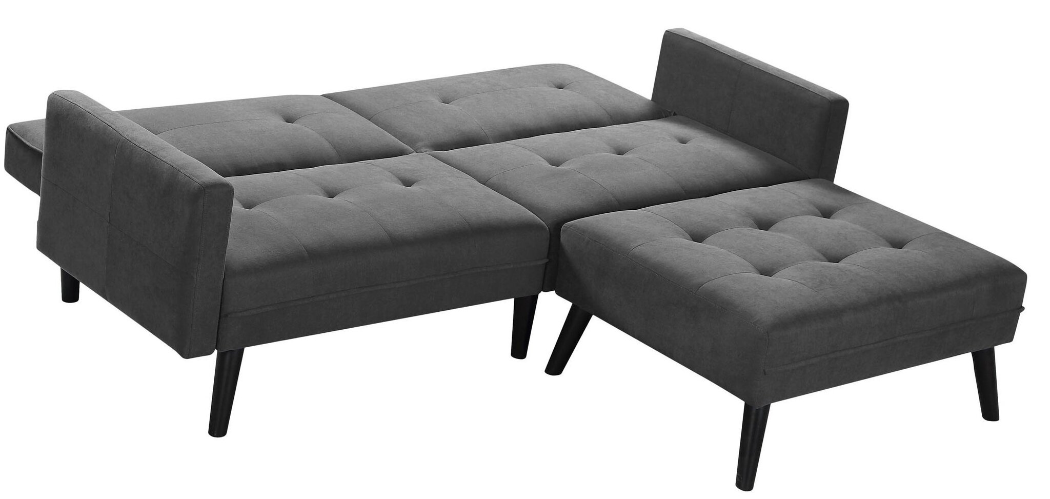 Dīvāns ar pufu Corner, pelēks/melns цена и информация | Stūra dīvāni | 220.lv