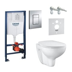 WC komplekts Grohe Bau Ceramic Rimless 39586000: montāžas rāmis + pods + poda vāks + poga цена и информация | Унитазы | 220.lv