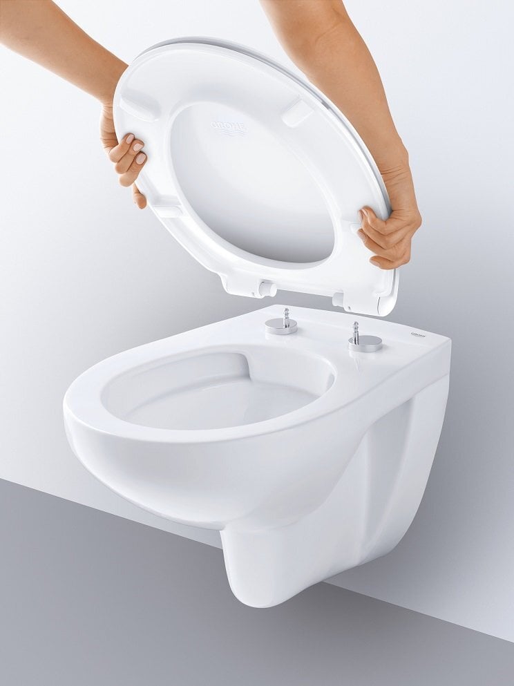 WC komplekts Grohe Bau Ceramic Rimless 39586000: montāžas rāmis + pods + poda vāks + poga cena un informācija | Tualetes podi | 220.lv