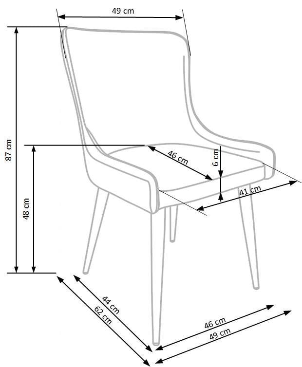 2-vu krēslu komplekts K333, pelēks/melns cena un informācija | Virtuves un ēdamistabas krēsli | 220.lv