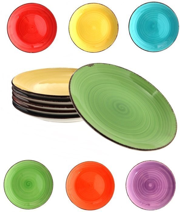 HTI keramikas šķīvju komplekts Rainbow, 6 gab цена и информация | Trauki, šķīvji, pusdienu servīzes | 220.lv