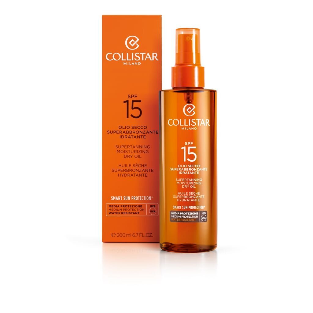 Iedeguma eļļa Collistar Supertanning Dry Oil SPF 15, 200 ml cena un informācija | Sauļošanās krēmi | 220.lv