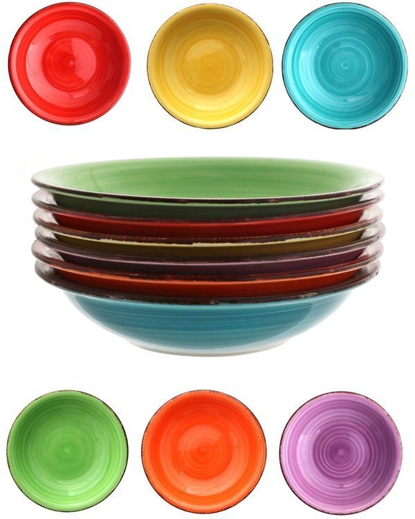 HTI keramikas zupas šķīvju komplekts Rainbow, 6 gab. cena un informācija | Trauki, šķīvji, pusdienu servīzes | 220.lv