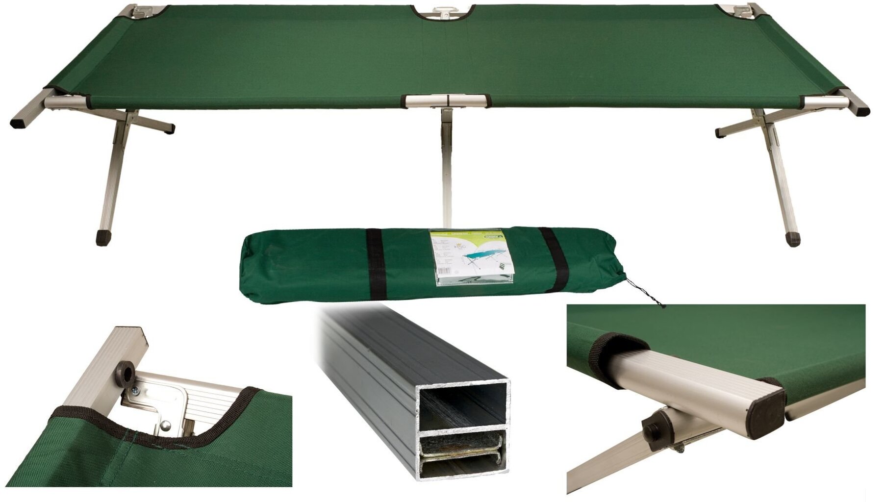 Tūrisma saliekamā gulta Abbey Camp Luxurious XL, zaļa cena un informācija |  Tūrisma mēbeles | 220.lv