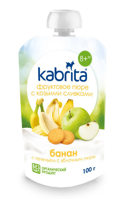 Ābolu un banānu biezenis Kabrita ar cepumiem un kazas piena krēmu, no 8 mēn., 100 g x6 paciņas цена и информация | Biezeņi | 220.lv