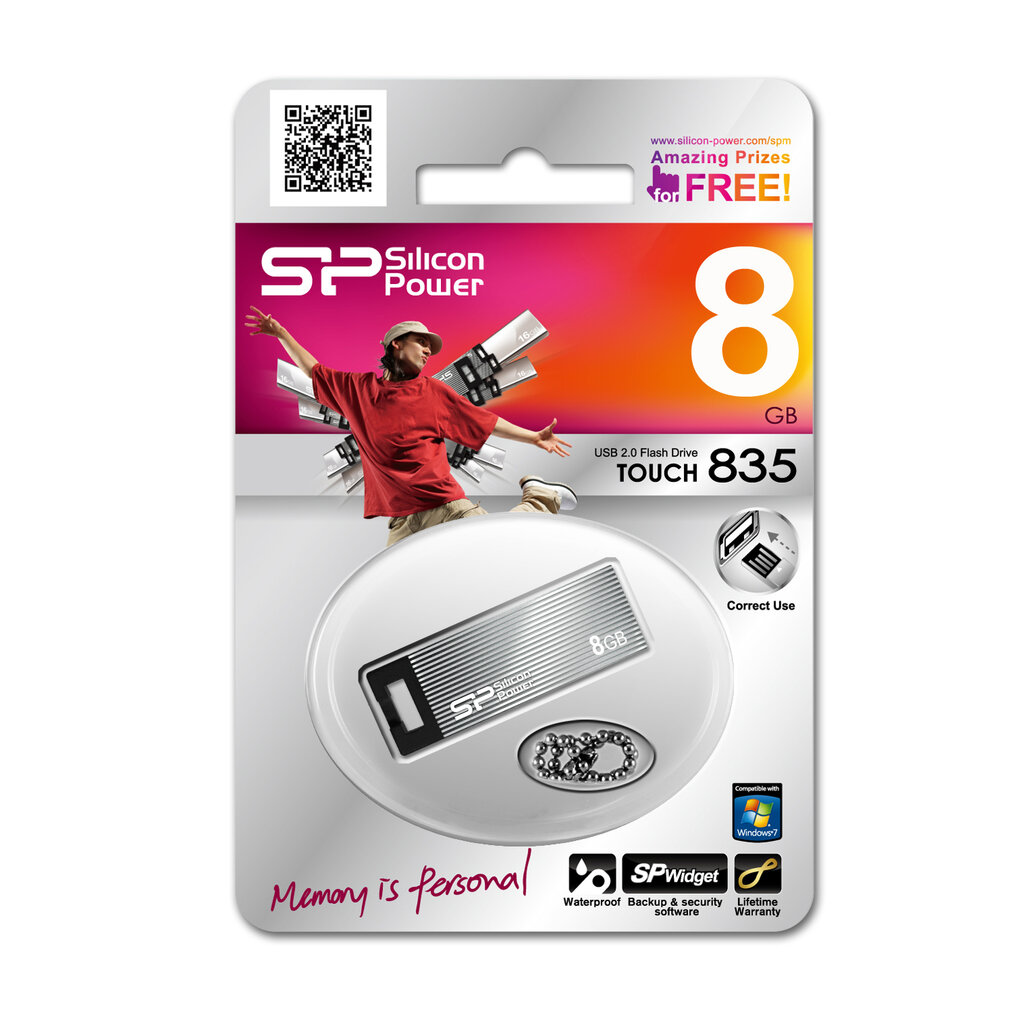 Atmiņas karte Silicon Power Touch 835, 8GB, USB 2.0 цена и информация | USB Atmiņas kartes | 220.lv