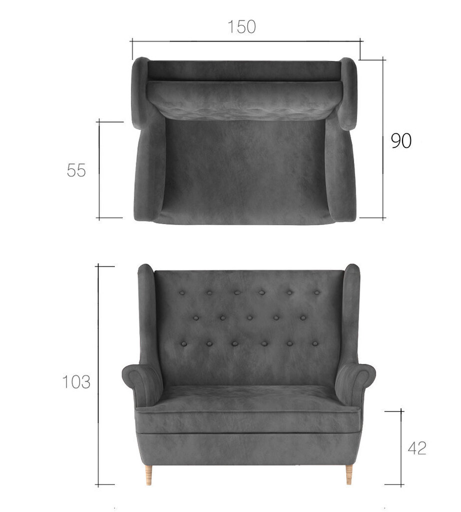 Mīkstu mēbeļu komplekts Aros 2+1, violets cena un informācija | Dīvānu komplekti | 220.lv