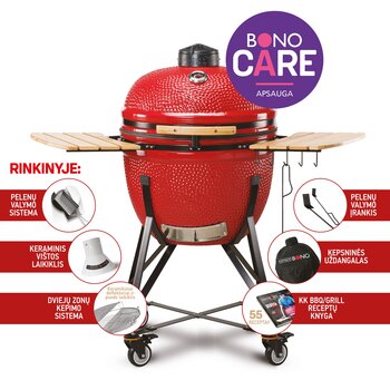 Keramiskais grils Kamado Bono Limited, 64 cm, sarkans cena un informācija | Grili | 220.lv