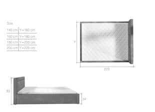 Кровать Belluno MD, 200x200 см, темно-серая цена и информация | Кровати | 220.lv