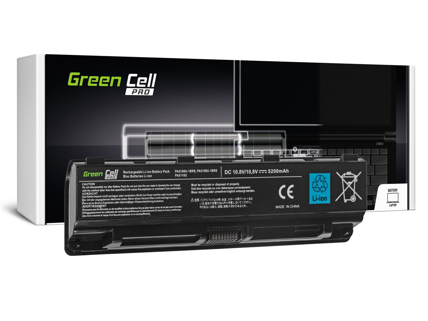 Green Cell Pro Laptop Akumulators piemērots Toshiba Satellite C50 C50D C55 C55D C70 C75 L70 P70 P75 S70 S75 cena un informācija | Akumulatori portatīvajiem datoriem | 220.lv