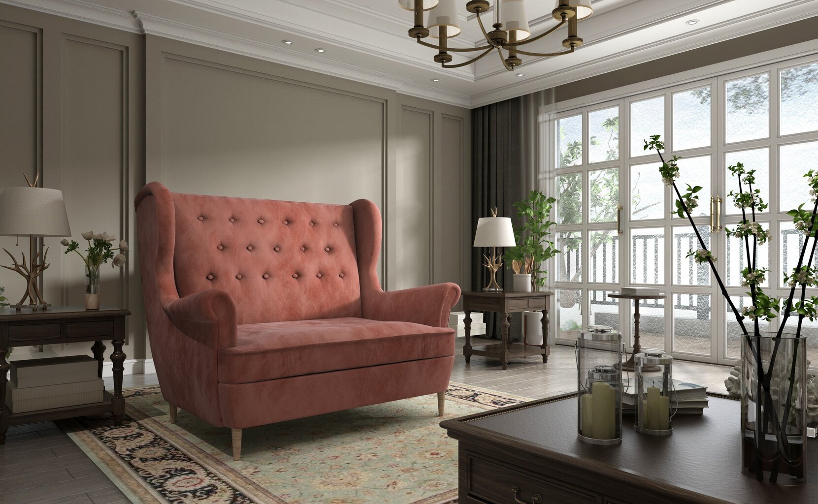 Dīvāns Aros, rozā cena un informācija | Dīvāni | 220.lv