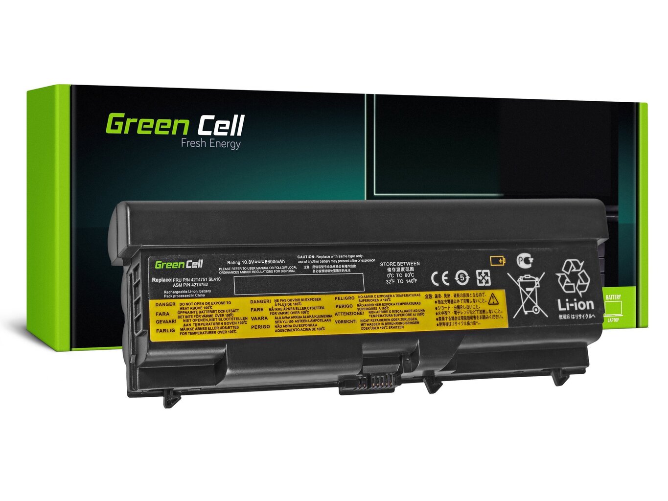 Green Cell Klēpjdatoru akumulators piemērots IBM Lenovo ThinkPad T410 T420 T510 T520 W510 Edge 14 15 E525 cena un informācija | Akumulatori portatīvajiem datoriem | 220.lv