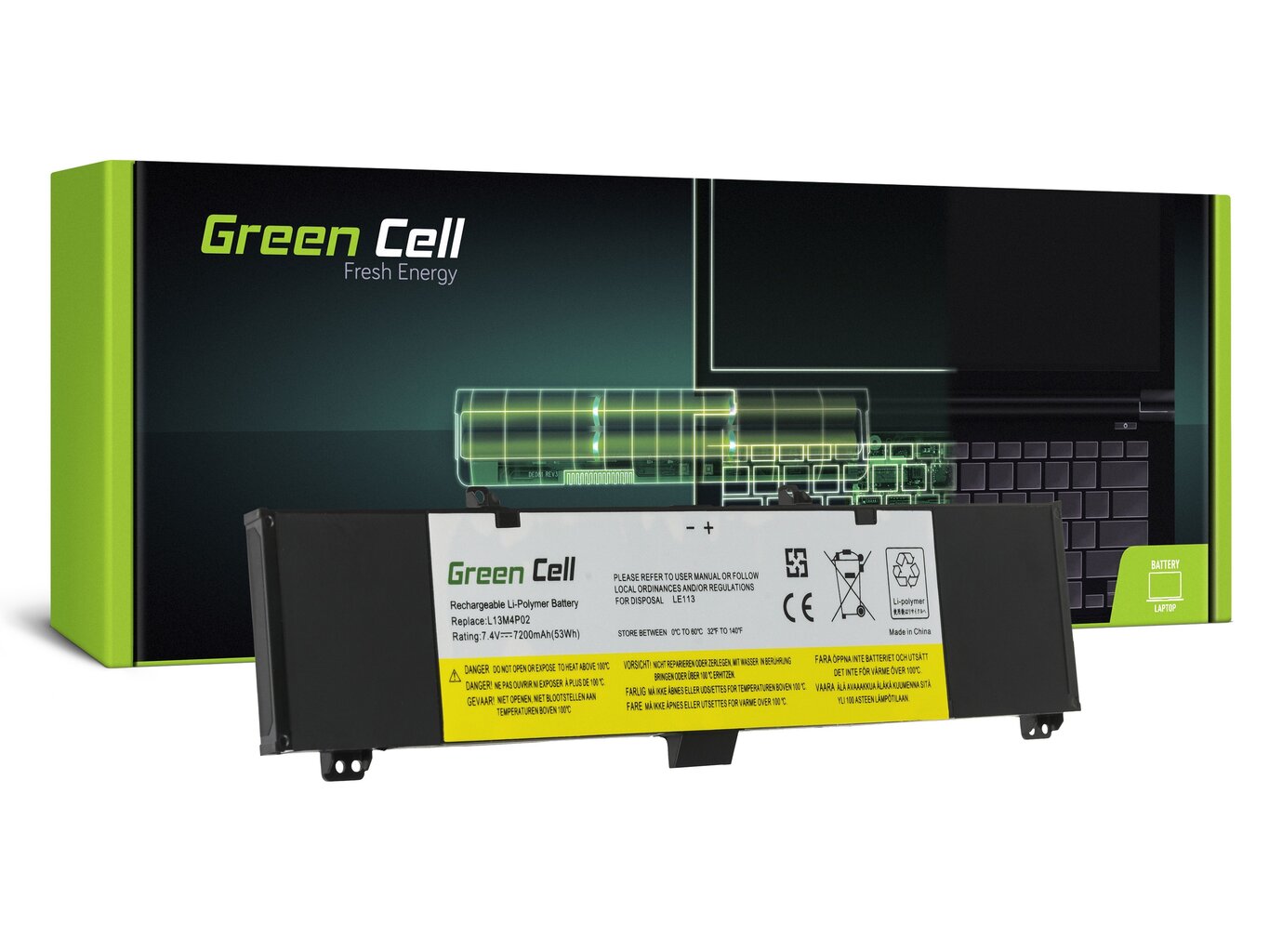 Green Cell Klēpjdatoru akumulators piemērots Lenovo Y50 Y50-70 Y70 Y70-70 L13M4P02 cena un informācija | Akumulatori portatīvajiem datoriem | 220.lv