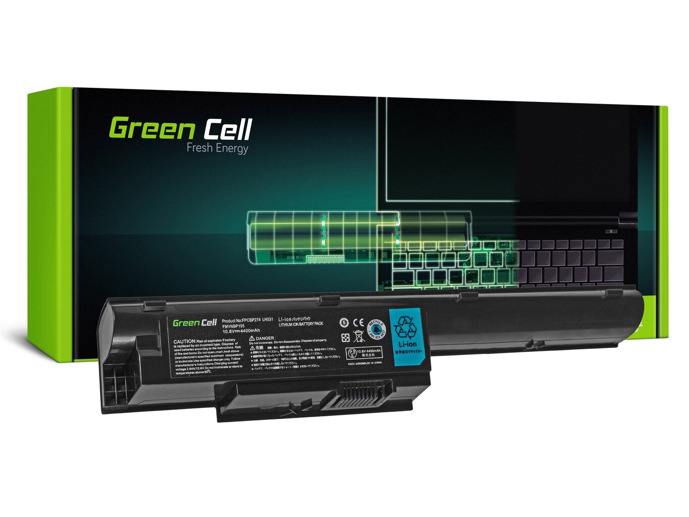 Green Cell Klēpjdatoru akumulators FPCBP274 FMVNBP195 piemērots Fujitsu LifeBook BH531 LH531 SH531 cena un informācija | Akumulatori portatīvajiem datoriem | 220.lv