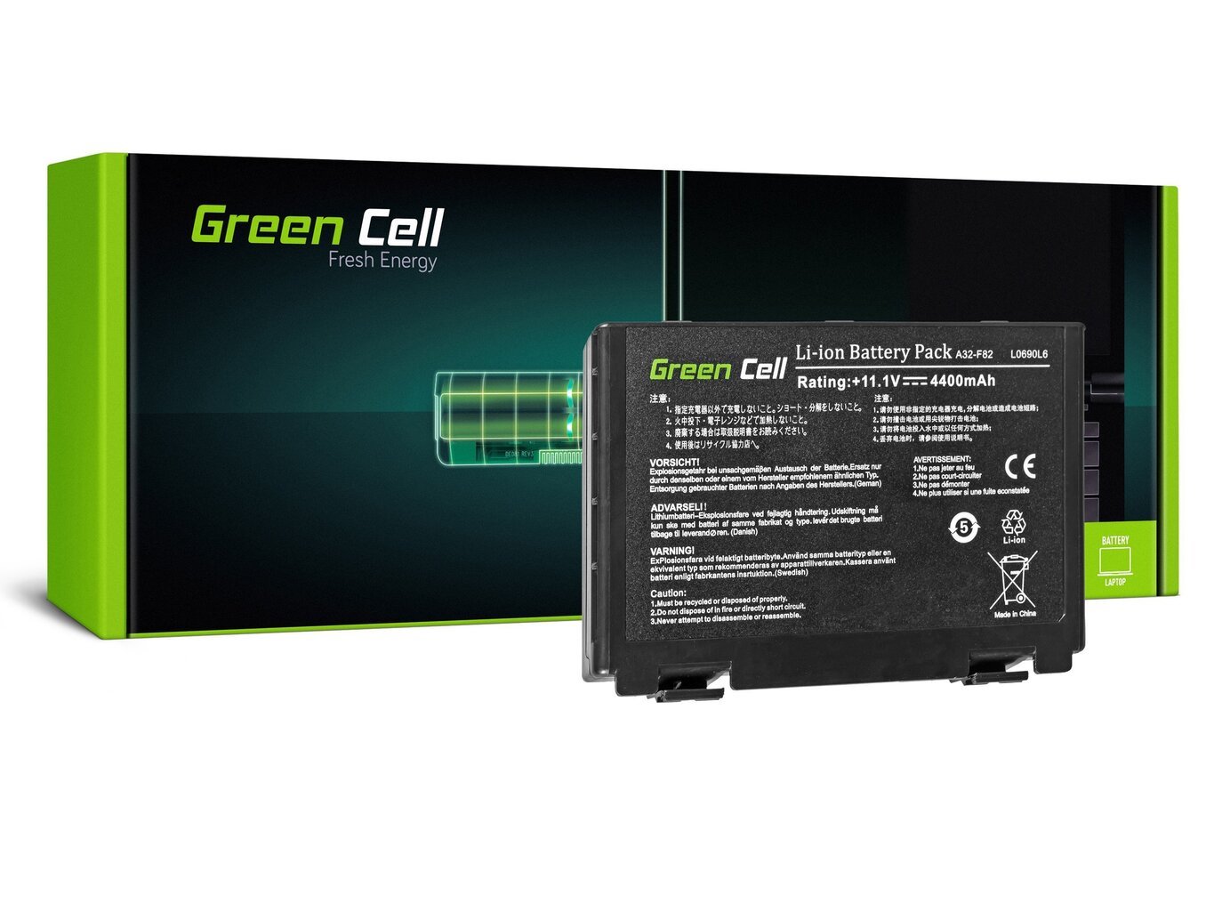 Green Cell Klēpjdatoru akumulators piemērots Asus K40 K50 K50AB K50C K51 K51AC K60 K70 X70 X5DC cena un informācija | Akumulatori portatīvajiem datoriem | 220.lv