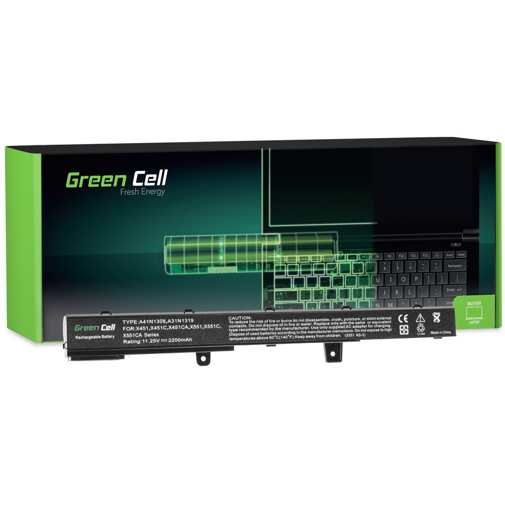 Green Cell Klēpjdatoru akumulators piemērots Asus X551 X551C X551CA X551M X551MA X551MAV F551 F551C F551M R512C R512CA R553L cena un informācija | Akumulatori portatīvajiem datoriem | 220.lv