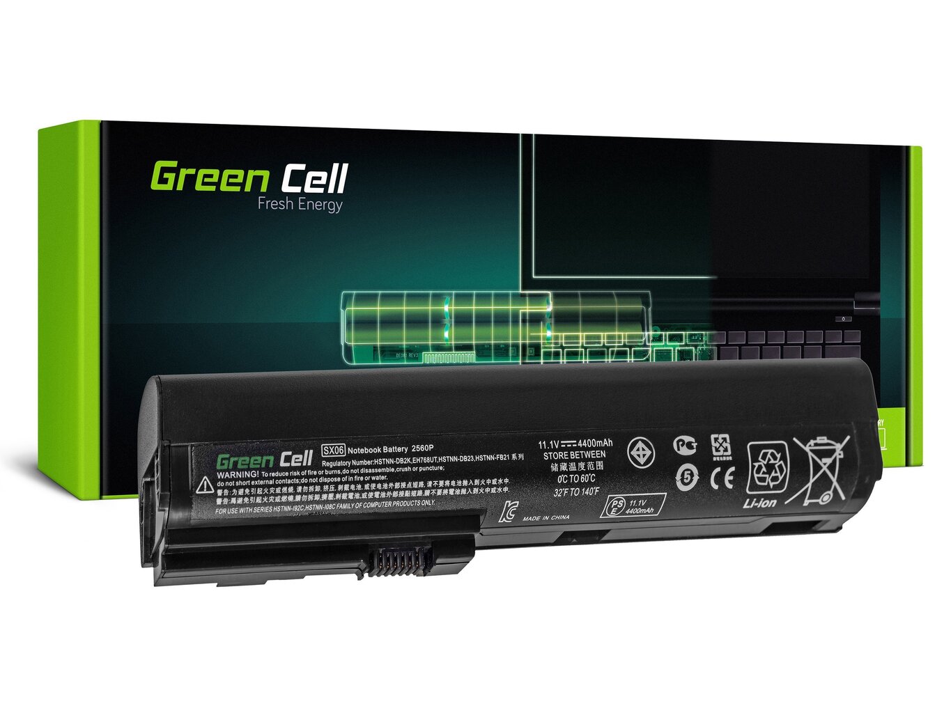 Green Cell Klēpjdatoru akumulators piemērots HP EliteBook 2560p 2570p cena un informācija | Akumulatori portatīvajiem datoriem | 220.lv