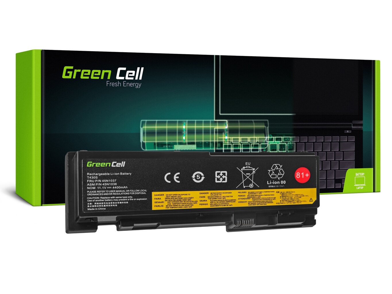 Green Cell Klēpjdatoru akumulators piemērots Lenovo ThinkPad T430s T430si cena un informācija | Akumulatori portatīvajiem datoriem | 220.lv