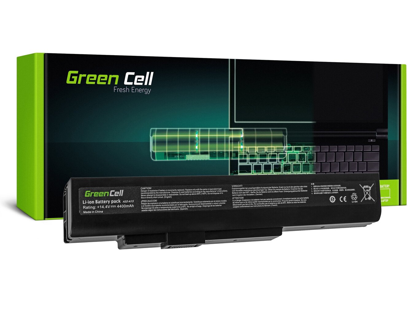 Green Cell Klēpjdatoru akumulators piemērots MSI A6400 CR640 CX640 MS-16Y1 cena un informācija | Akumulatori portatīvajiem datoriem | 220.lv