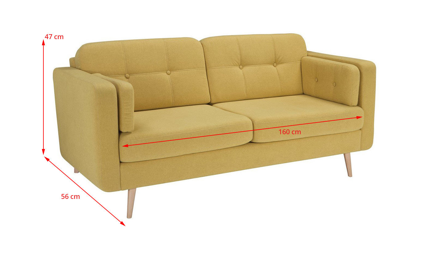 Dīvāns Cornet 3S, dzeltens cena un informācija | Dīvāni | 220.lv
