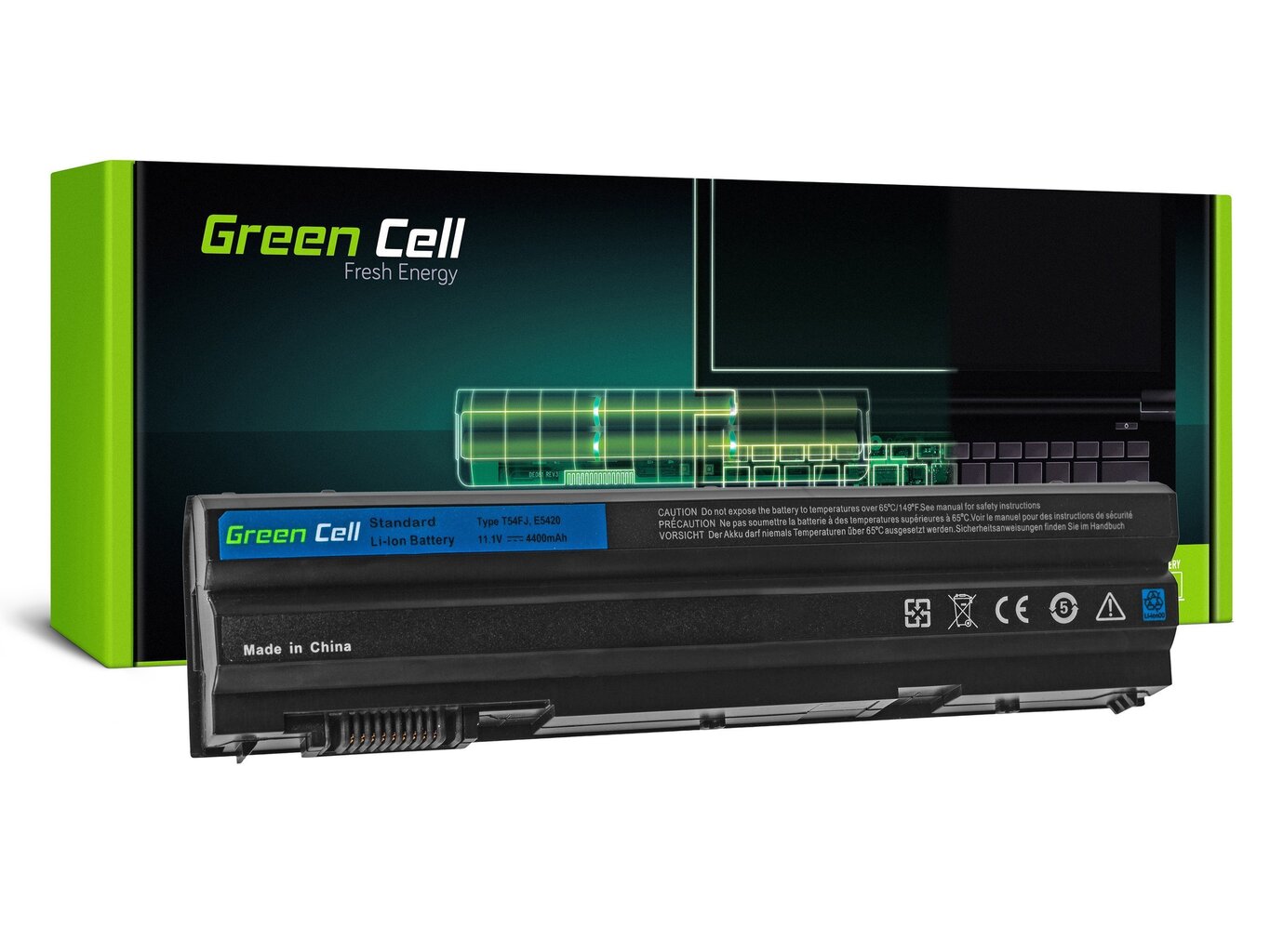 Green Cell Klēpjdatoru akumulators piemērots Dell Latitude E5420 E5520 E6420 E6520 E6540 11.1V 6 šūnu cena un informācija | Akumulatori portatīvajiem datoriem | 220.lv