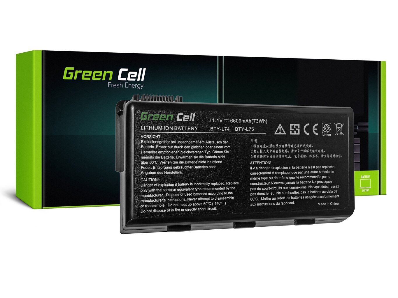 Green Cell Klēpjdatoru akumulators piemērots MSI A6000 CR500 CR600 CR700 CX500 CX600 cena un informācija | Akumulatori portatīvajiem datoriem | 220.lv