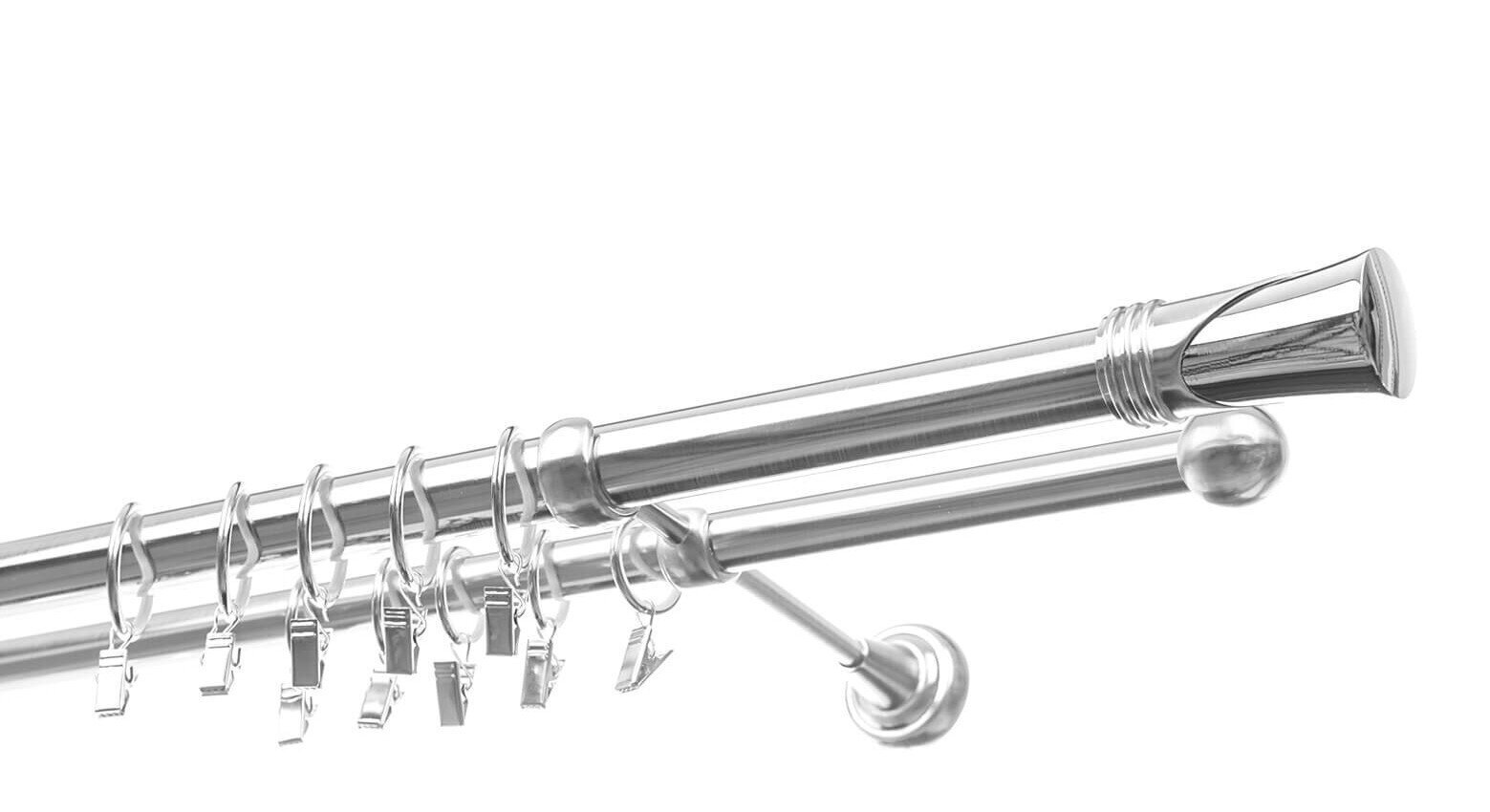 Dubultā karnīze 25 mm + 19 mm APOLLO, 250 cm, nerūsējošais tērauds цена и информация | Aizkaru stangas, karnīzes | 220.lv