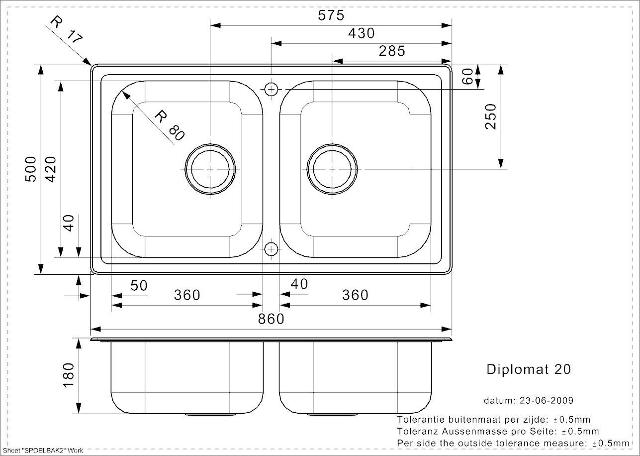 Nerūsējošā tērauda virtuves izlietne Reginox Diplomat 20 LUX (R), 86 x 50 cm cena un informācija | Virtuves izlietnes | 220.lv