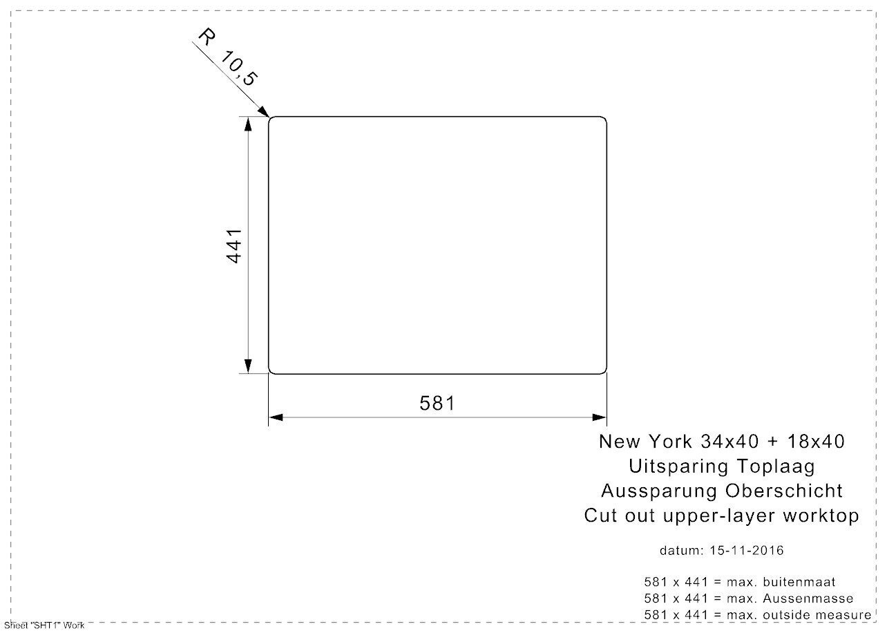 Nerūsējošā tērauda virtuves izlietne Reginox New York 34x40+18x40 (L) cena un informācija | Virtuves izlietnes | 220.lv