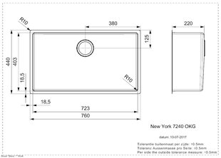 Кухонная мойка из нержавеющей стали Reginox New York 72x40 (Л) цена и информация | Раковины на кухню | 220.lv