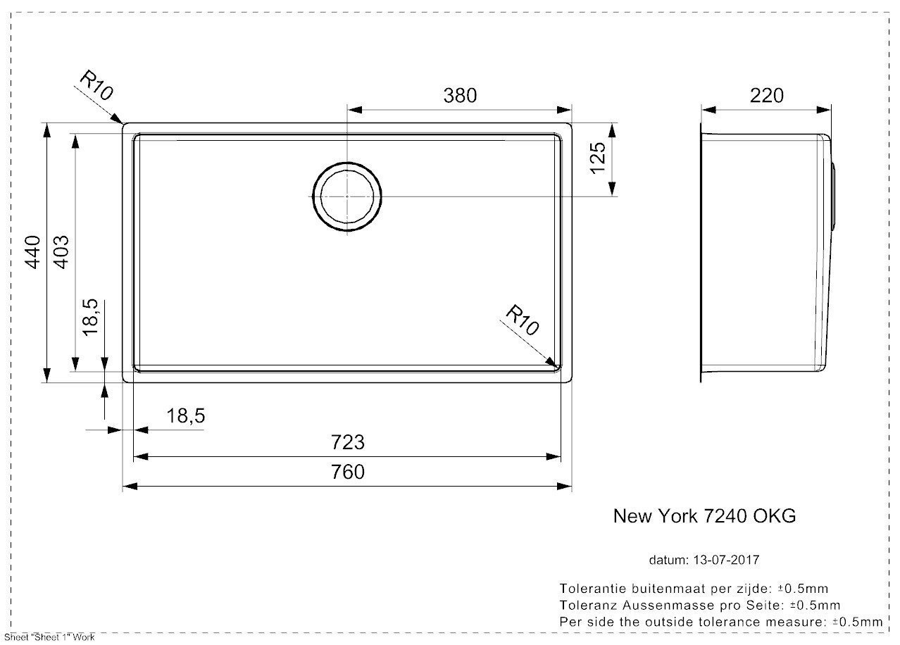 Nerūsējošā tērauda virtuves izlietne Reginox New York 72x40 (L) cena un informācija | Virtuves izlietnes | 220.lv