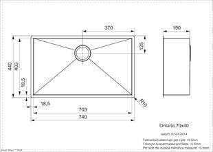 Кухонная мойка из нержавеющей стали Reginox Ontario, 740x440мм цена и информация | Раковины на кухню | 220.lv