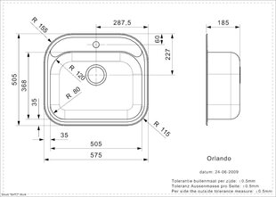 Кухонная мойка из нержавеющей стали Reginox Orlando, 57.5x50.5 см цена и информация | Раковины на кухню | 220.lv